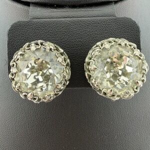 Kramer of New York Large Headlight Rhinestone Earrings Vintage Clip On